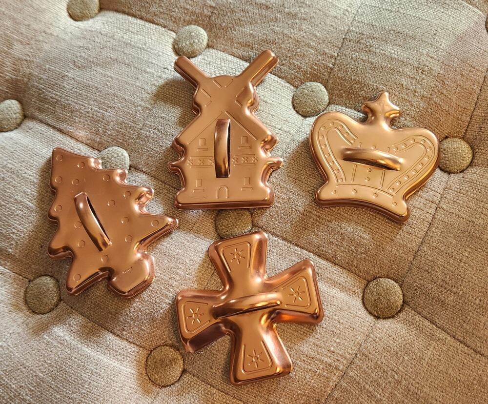 Retro Copper Cookie Cutters Set 4 Holiday Shapes